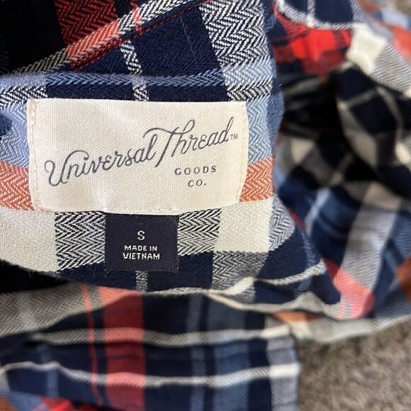 Universal Thread S Long-Sleeved Blue & Red Plaid Button-Down Flannel ShirtDress - Picture 6 of 9